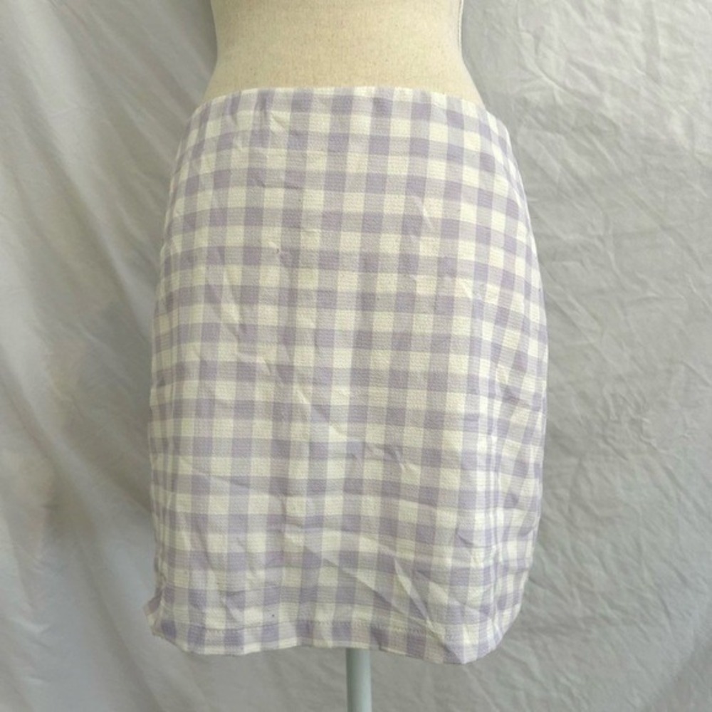 Charlie Holiday Gingham Mini Skirt Womens Purple White Textured Check Size 8